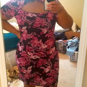NWT Black/Pink Asian Inspired BodyCon Dress